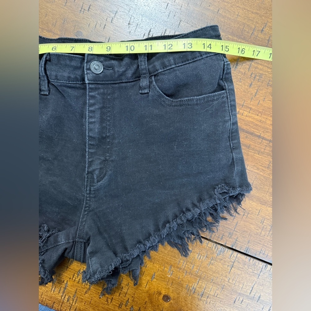 KanCan Women's Black Frayed Denim Shorts - Picture 7 of 8